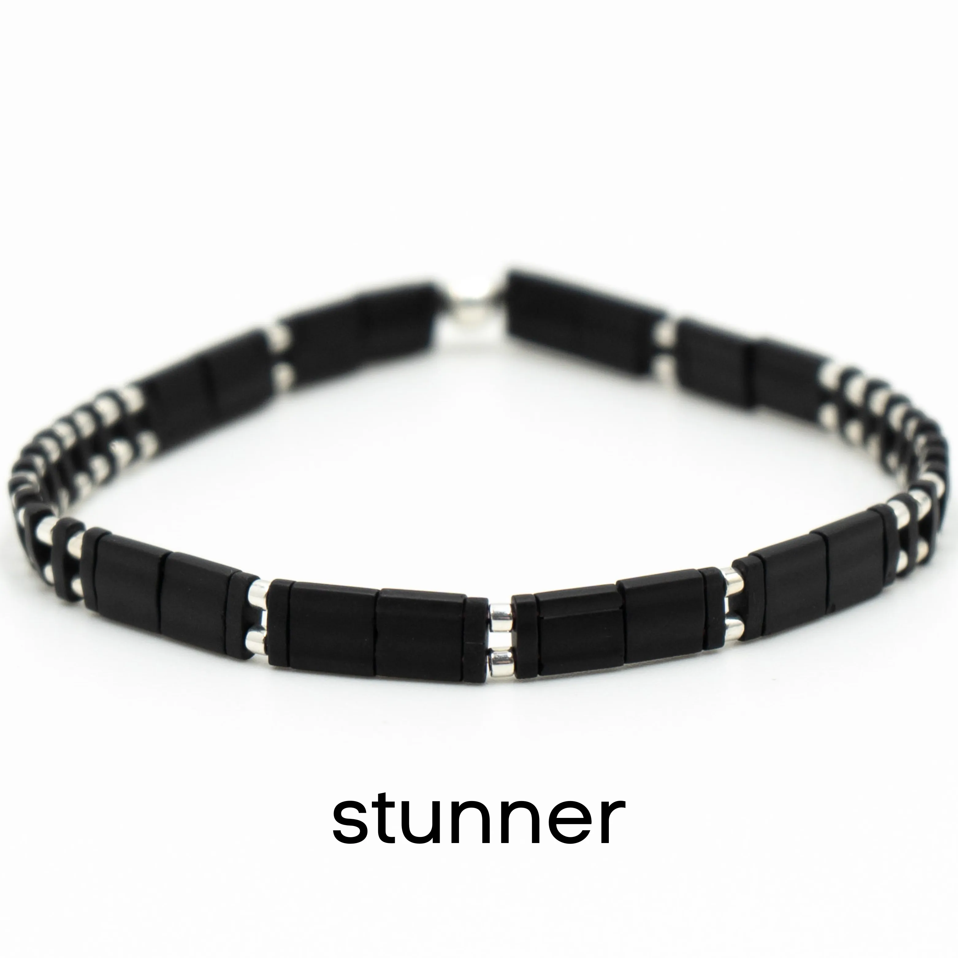 BLACK & SILVER - Tila Bead Bracelets