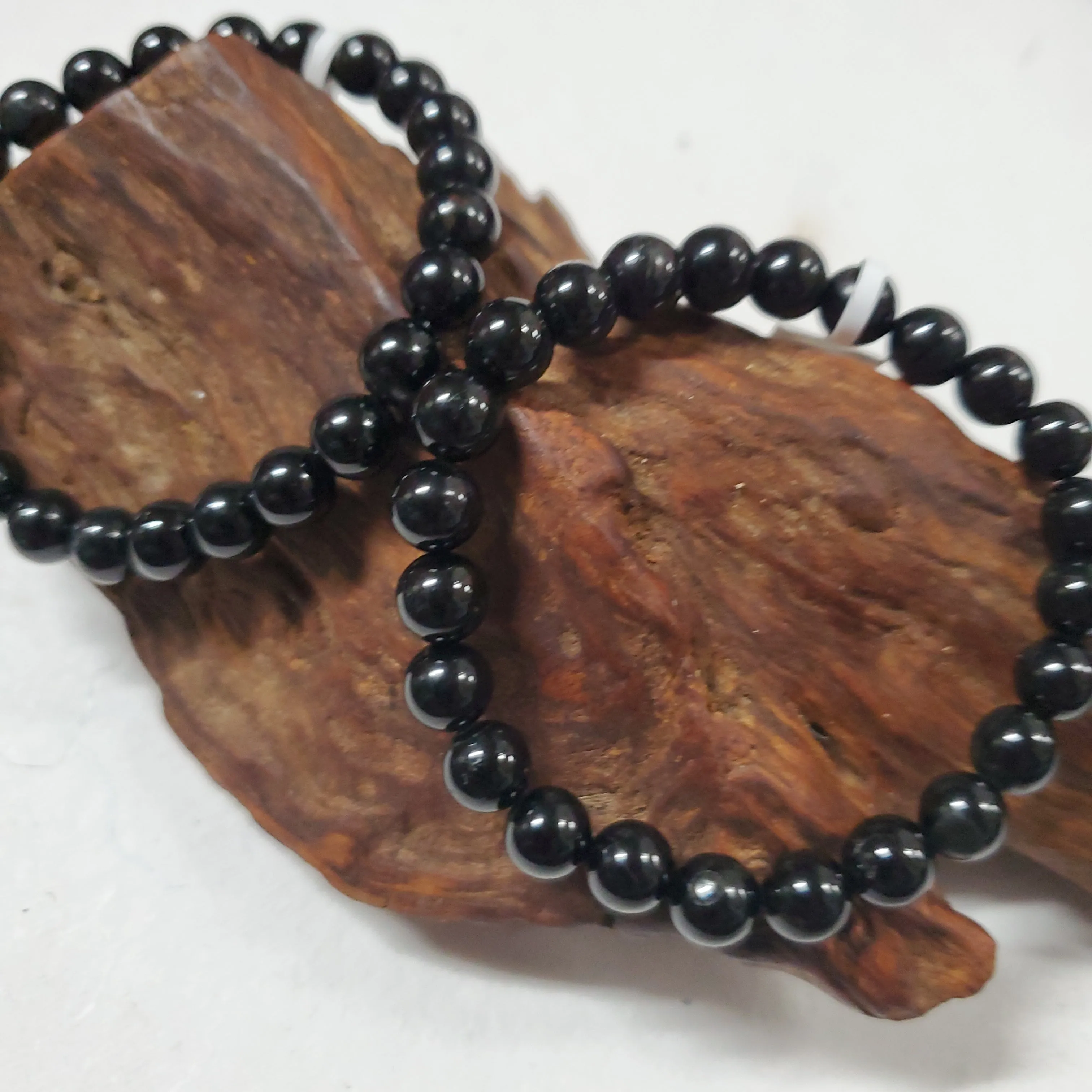 Black Tourmaline - Bead Bracelet 8mm