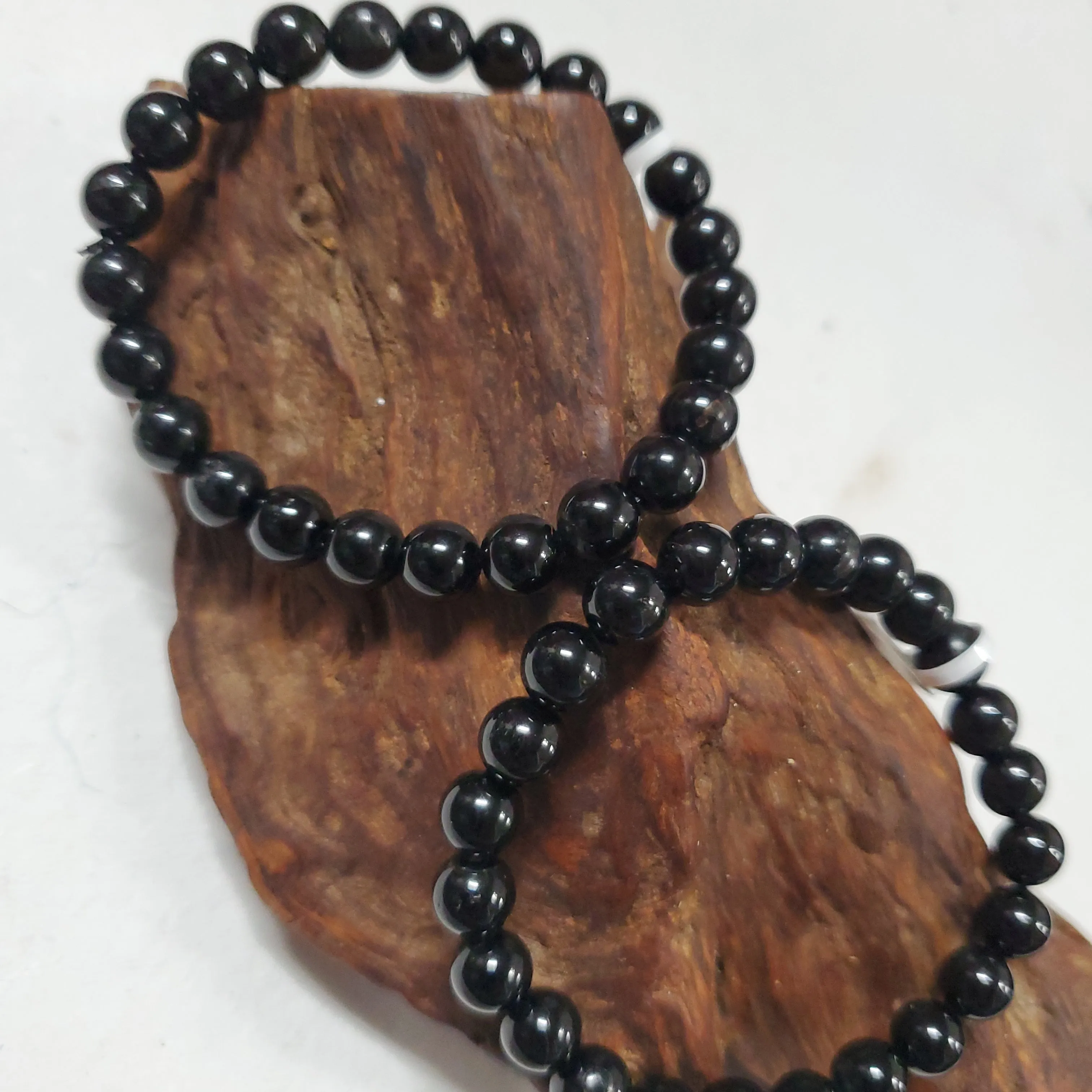 Black Tourmaline - Bead Bracelet 8mm