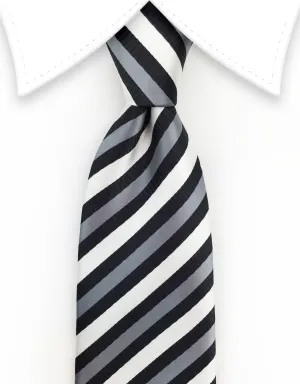 Black, White & Silver Striped Necktie