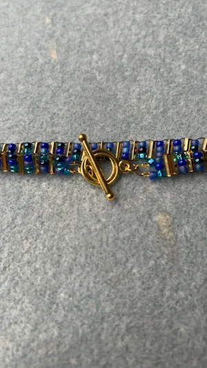 Blue and Gold Ladder Bracelet