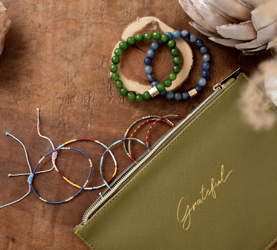 Blue Aventurine and Gold Stretch Bracelet