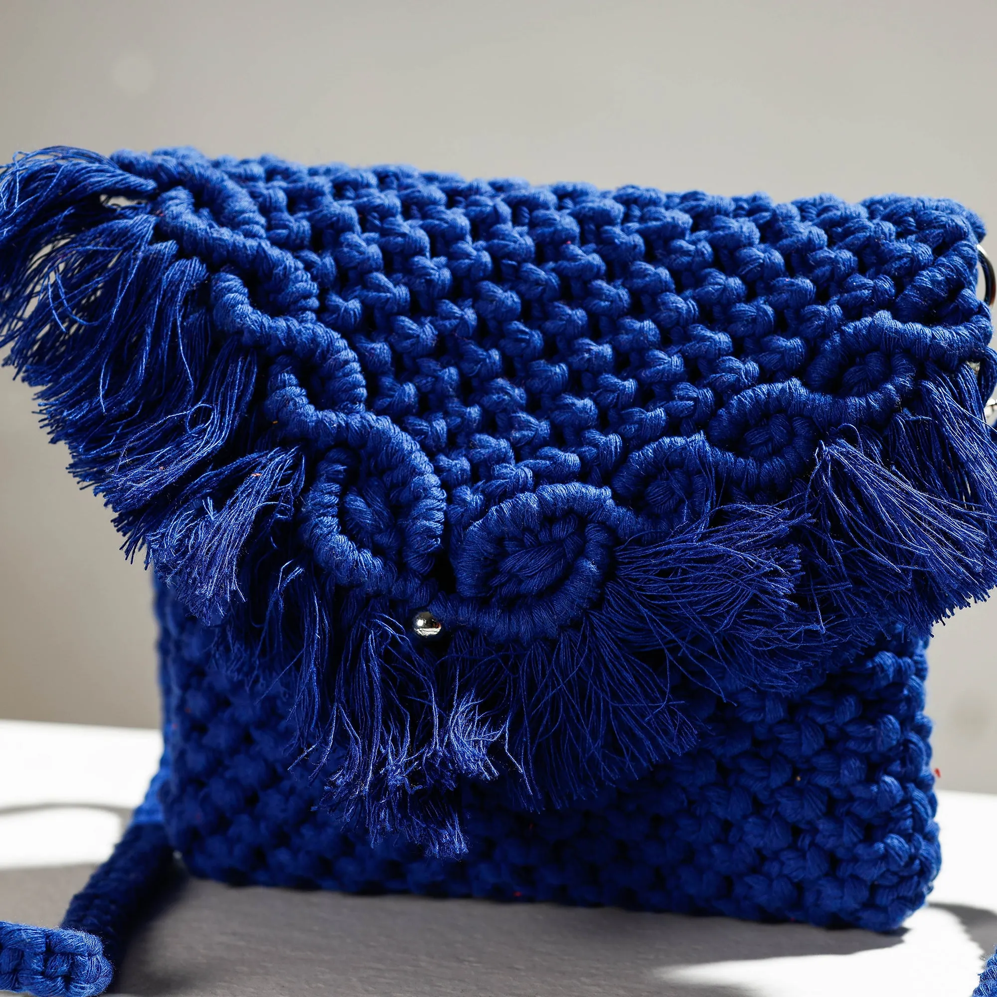 Blue - Thread Work Handcrafted Macrame Sling Bag