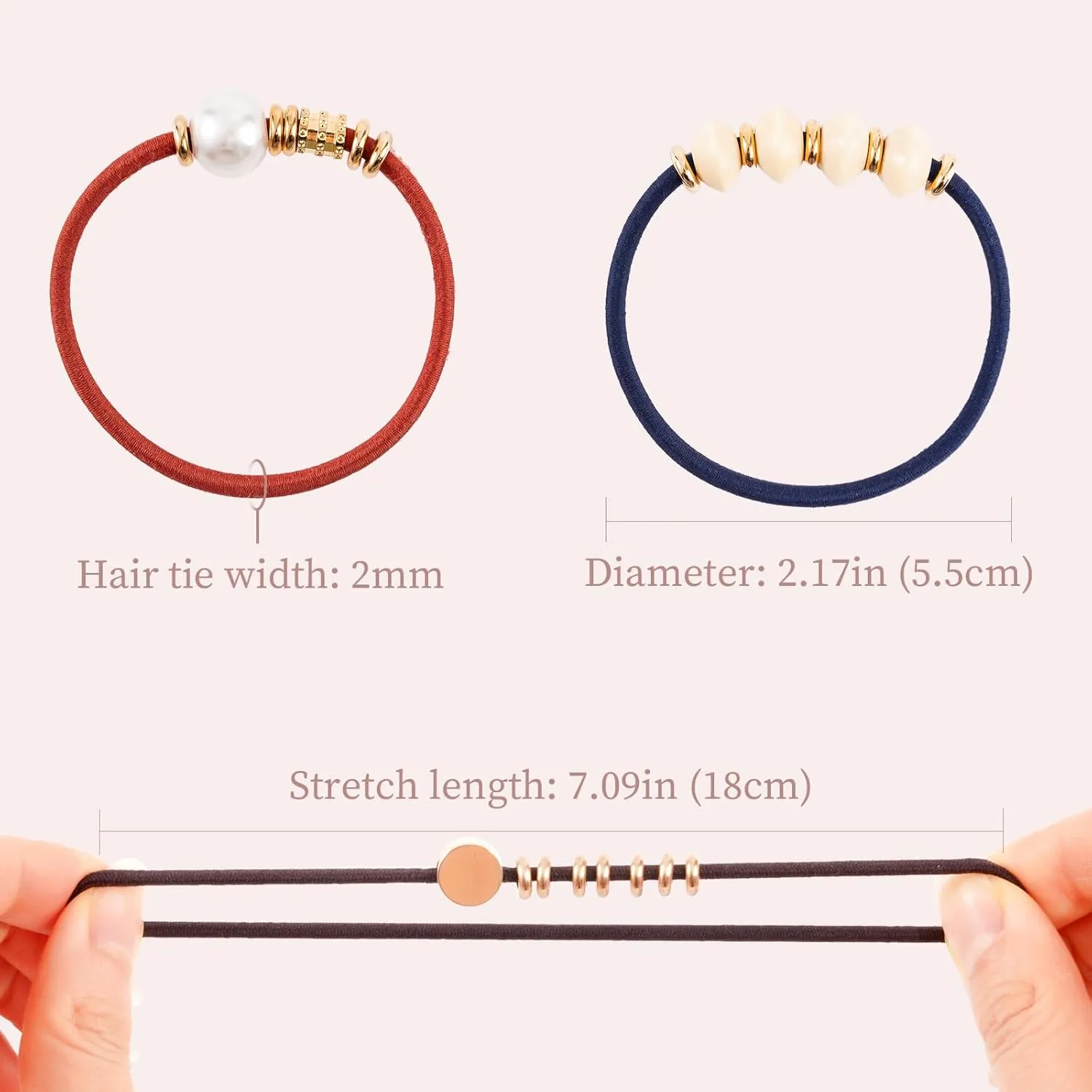 Boho Hair Ties Bracelet for Women Thick Hair