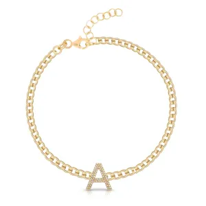 Bold Diamond Initial Cuban Link Bracelet