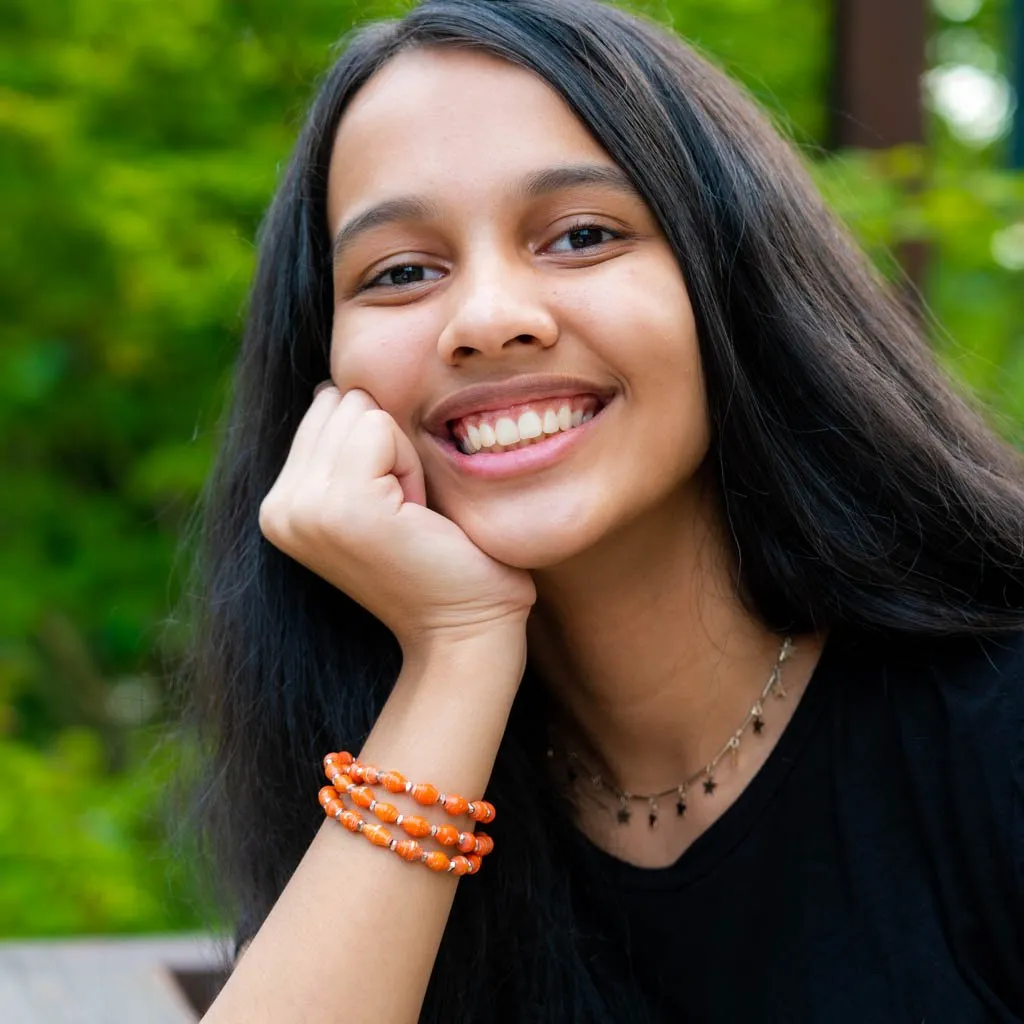 Bracelet - Orange Triple Wrap Solid