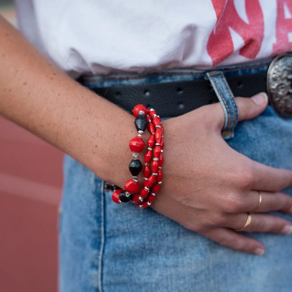 Bracelet -  Red Hot Triple Wrap Solid