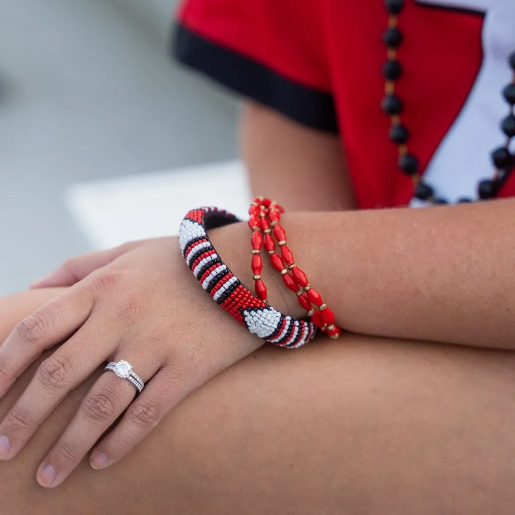 Bracelet -  Red Hot Triple Wrap Solid