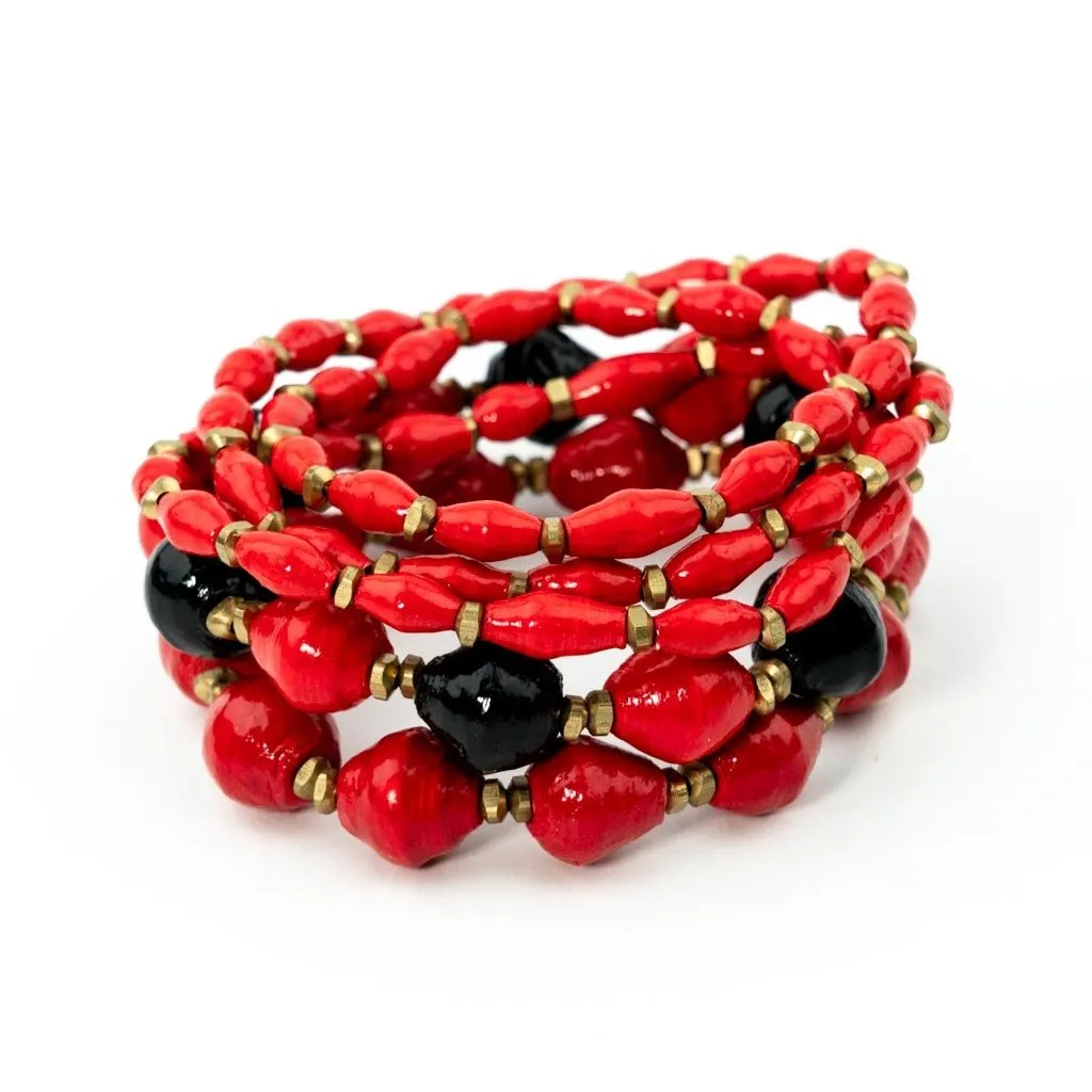 Bracelet -  Red Hot Triple Wrap Solid