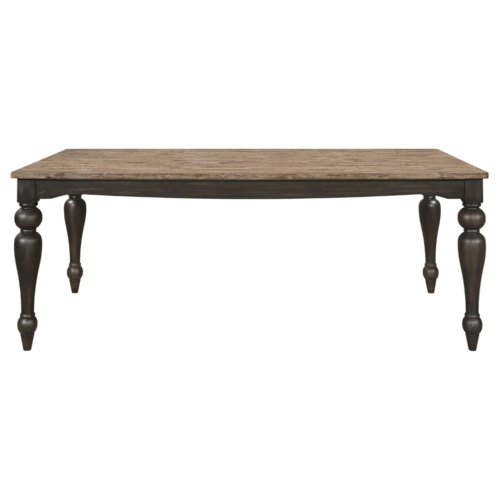 Brad Dining Table, 79 Inch Rectangular, Sand Brown, Charcoal Gray By Casagear Home