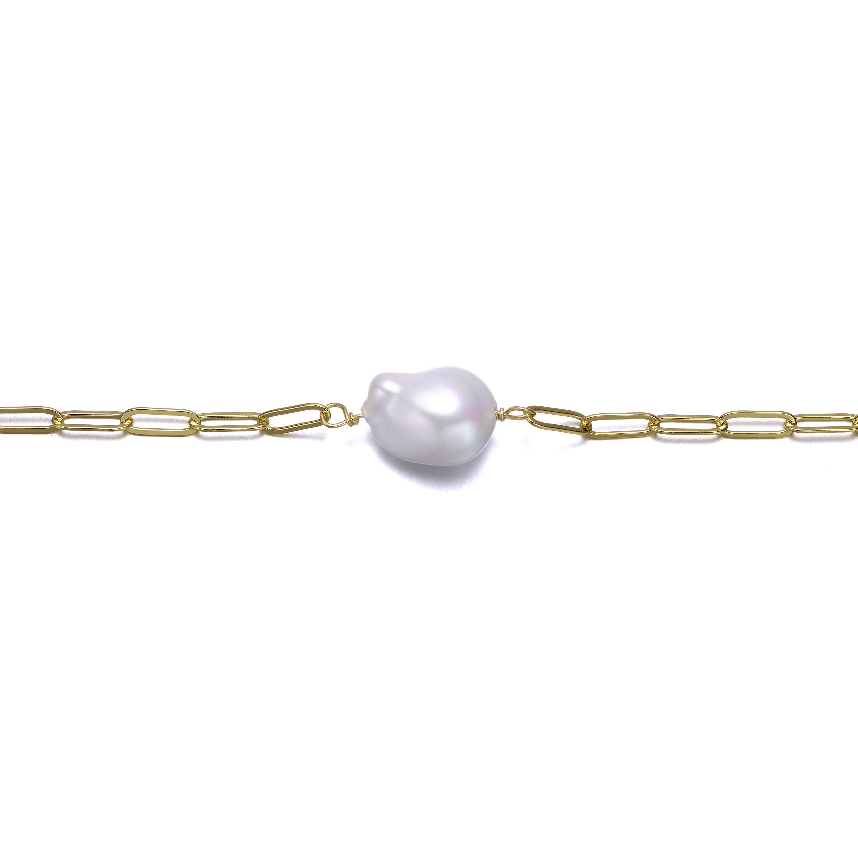 Brigitte Pearl Paperclip Link Bracelet