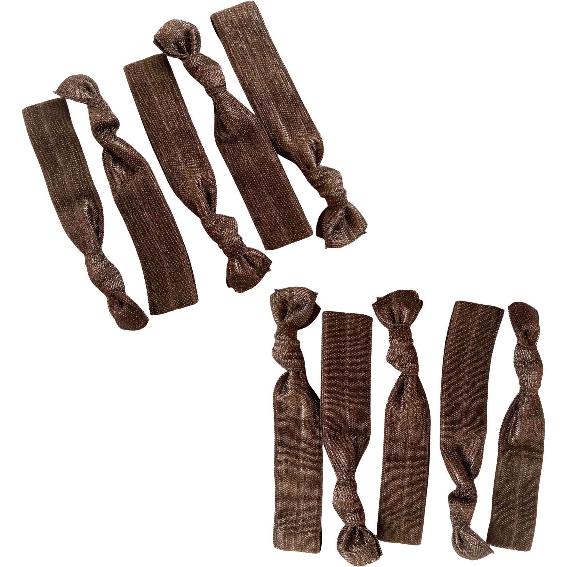 Brown Ribbon Hair Ties - 10 Pack