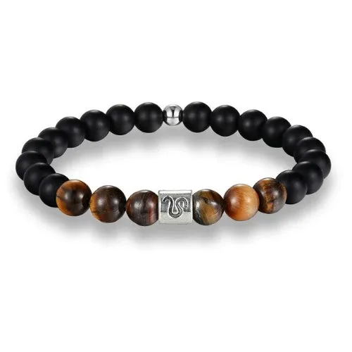 Classy Men Brown Beaded Zodiac Bracelet