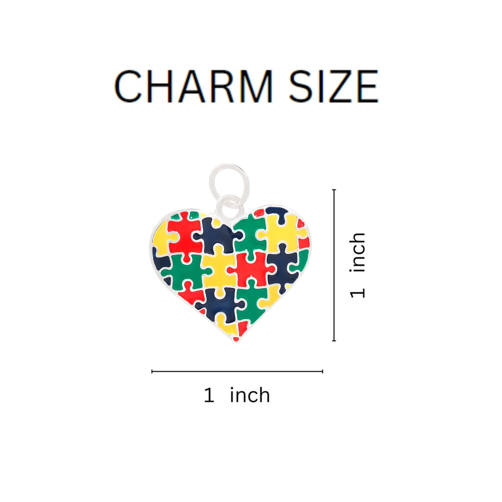 Colored Heart Puzzle Piece Autism Chunky Charm Bracelets