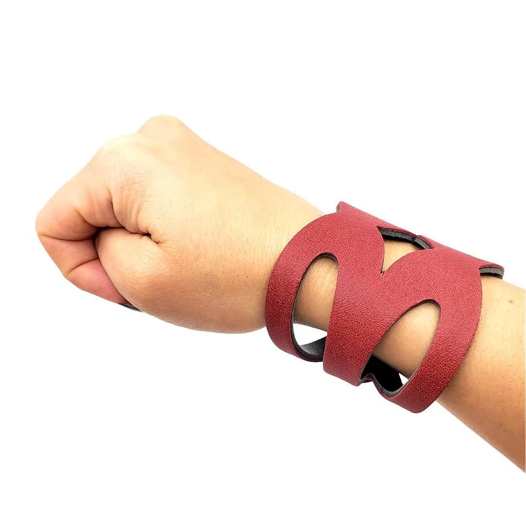 Cuff - Valentine Reversible (Cranberry Red and Black) by Oliotto