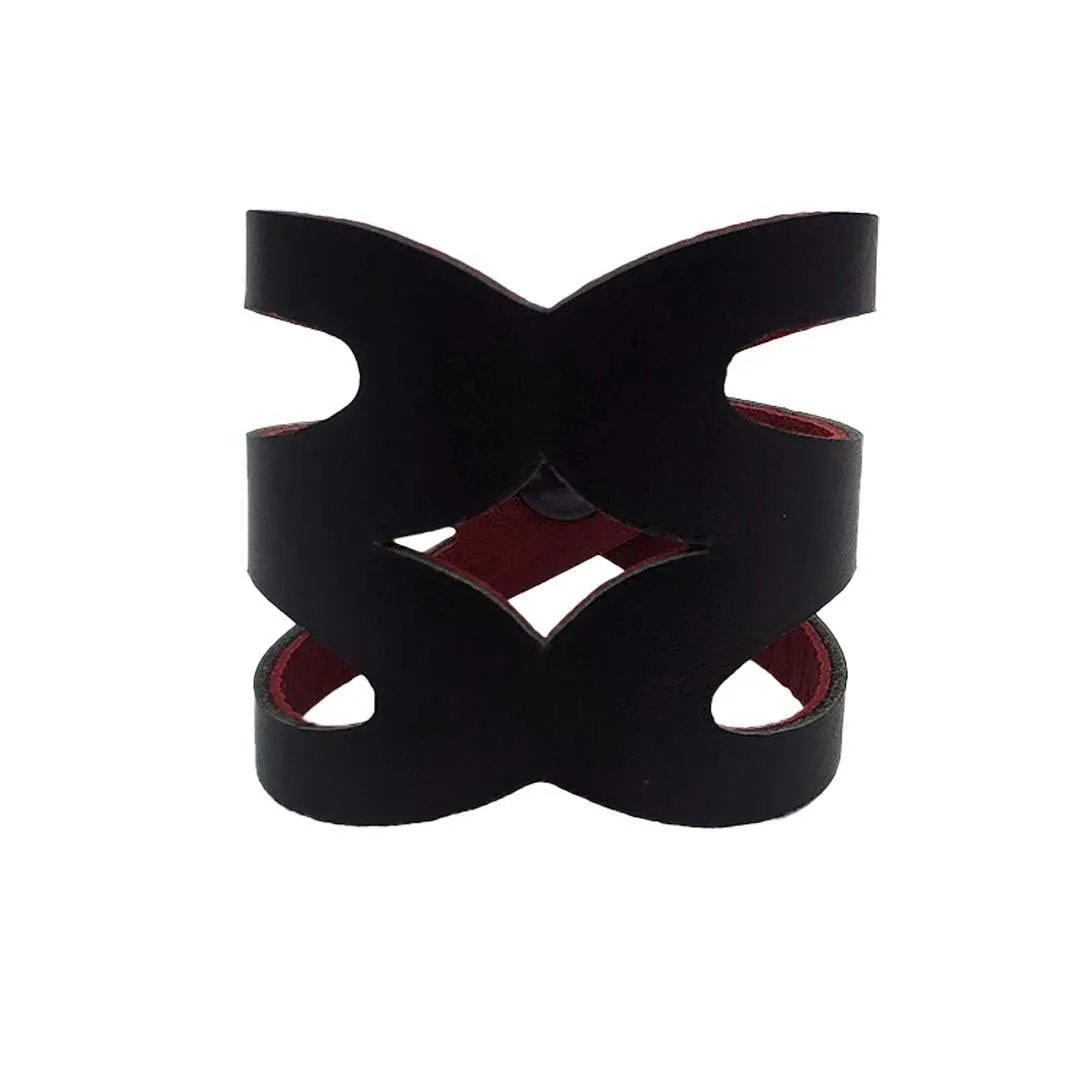 Cuff - Valentine Reversible (Cranberry Red and Black) by Oliotto