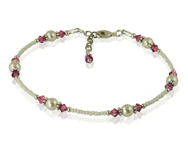 Custom Cream Pearl Beaded Anklets