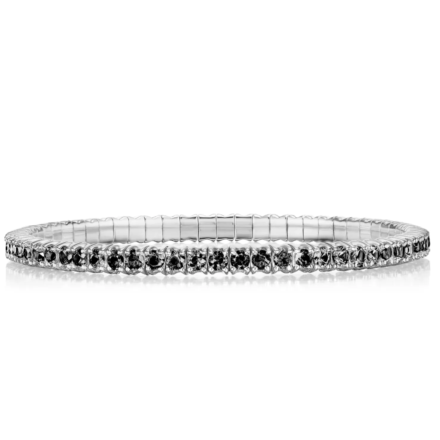 David Weisz 18k White Gold 4.40 ctw Black Diamond Stretch Bracelet