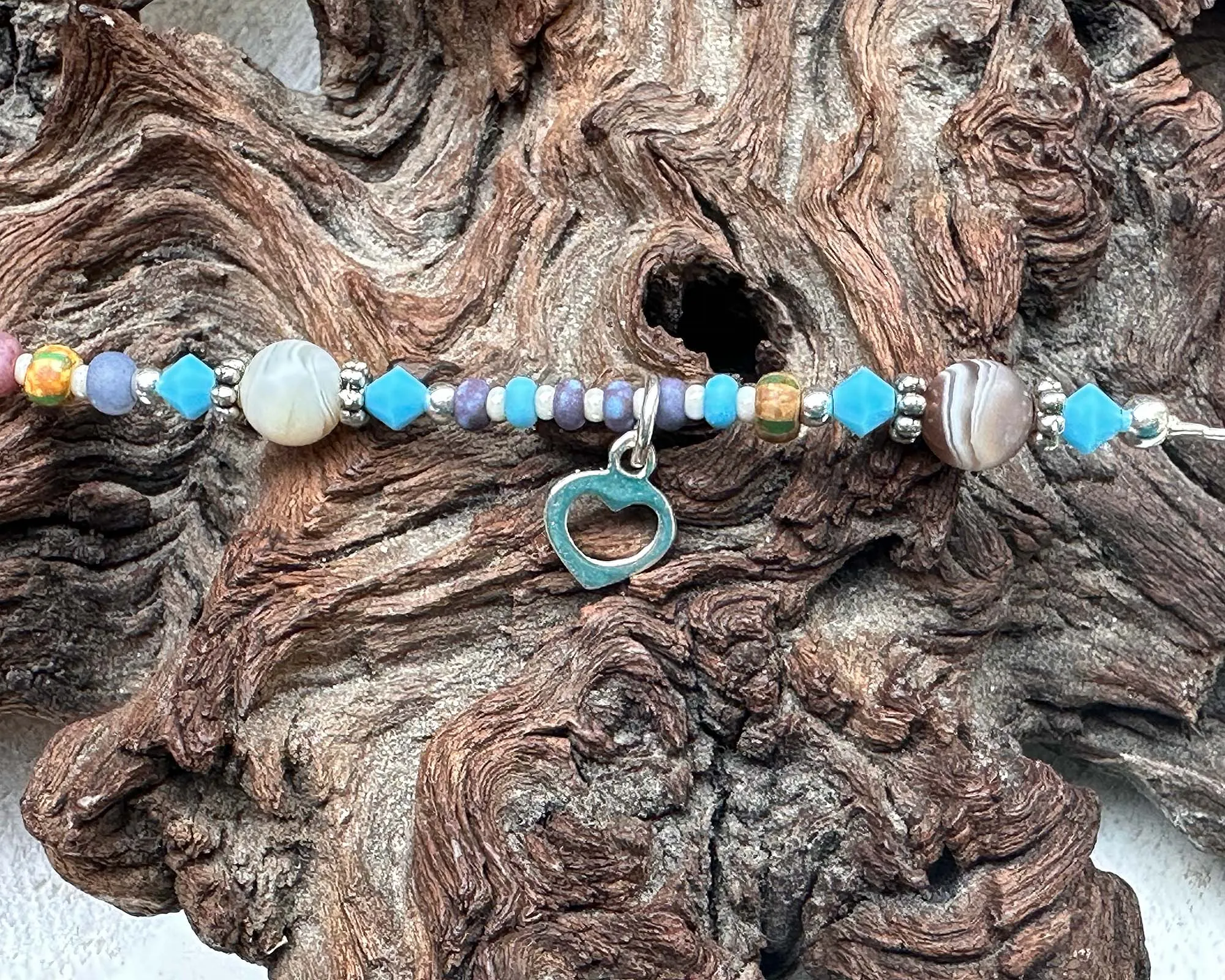 Desert Sky Blue Custom Beaded Anklet