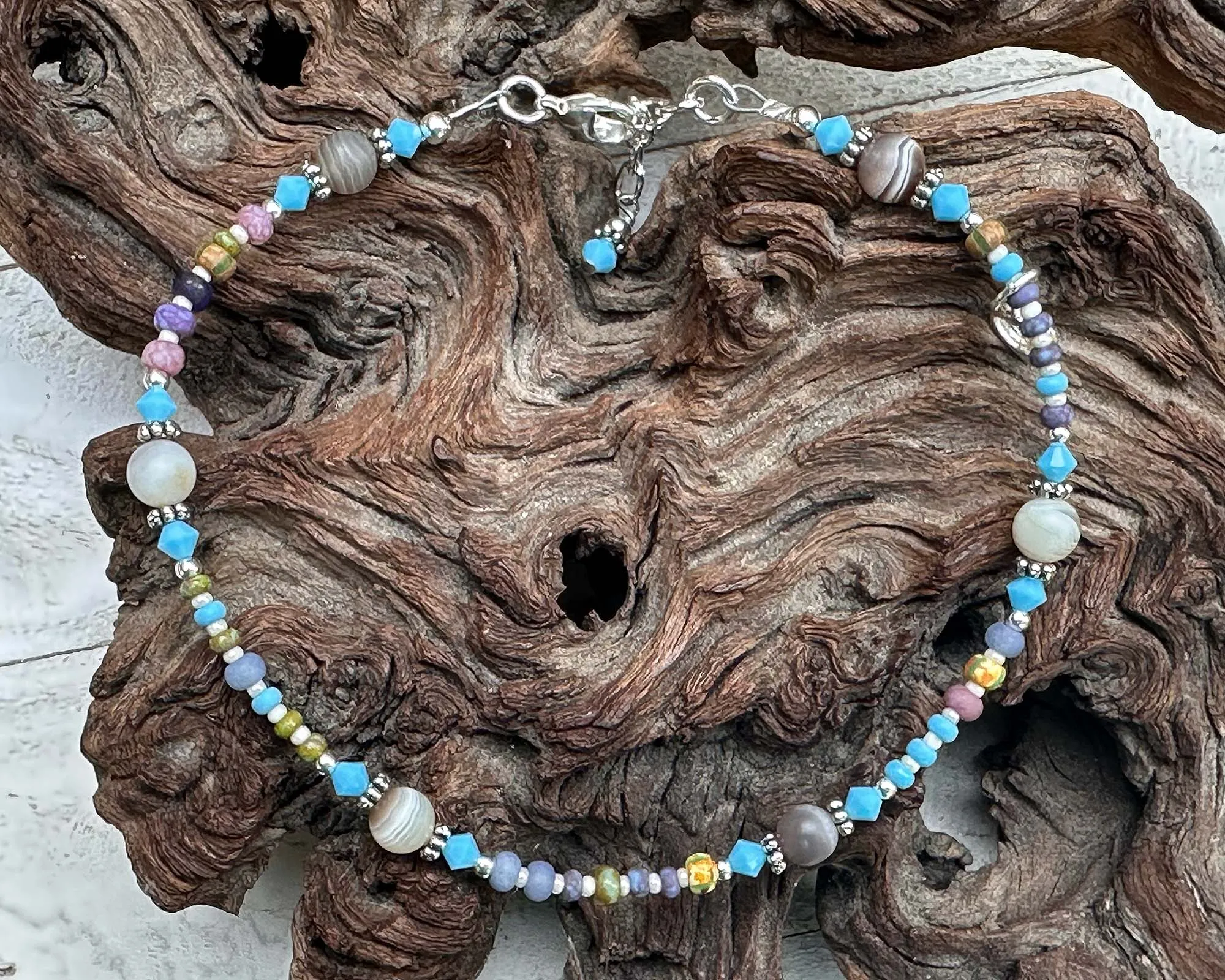 Desert Sky Blue Custom Beaded Anklet