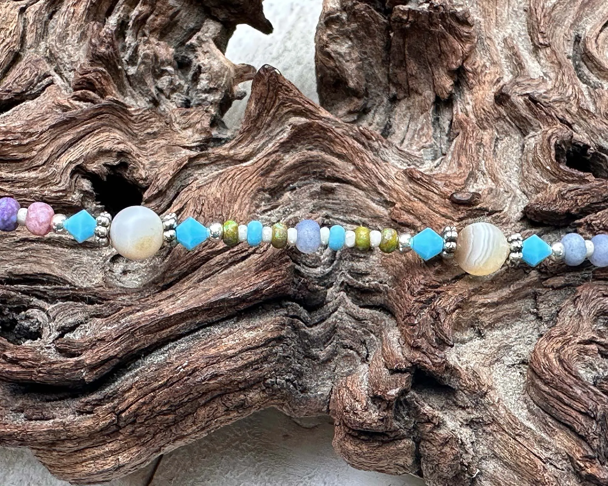 Desert Sky Blue Custom Beaded Anklet