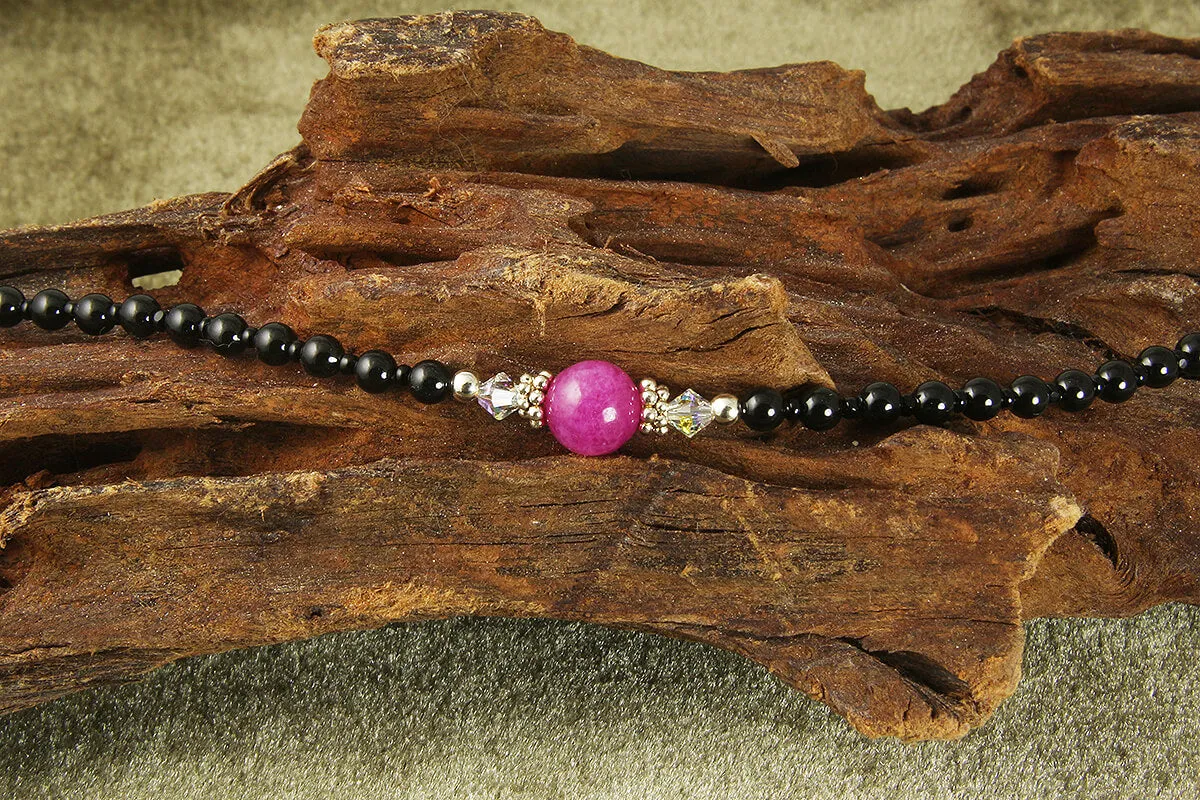 Elegant Pink Jade Beaded Anklet