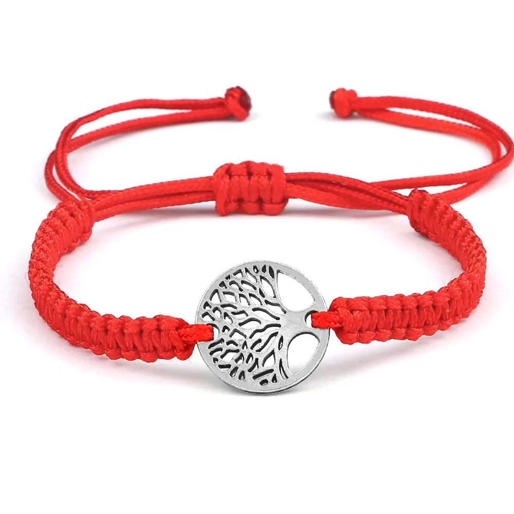 Fashionable And Simple Ladies Woven Tree Of Life Multicolor Cord Adjustable Bracelet