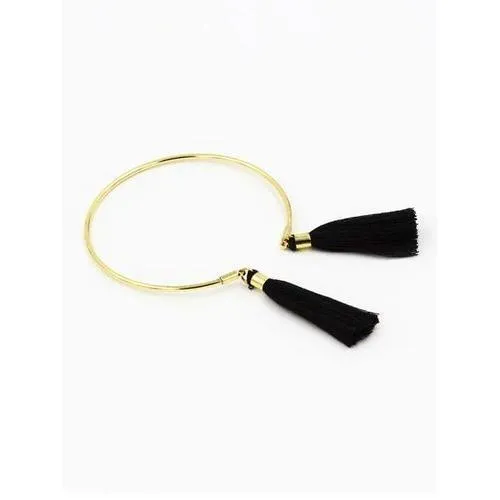 Golden Tassel Detail Open Cuff Bracelet