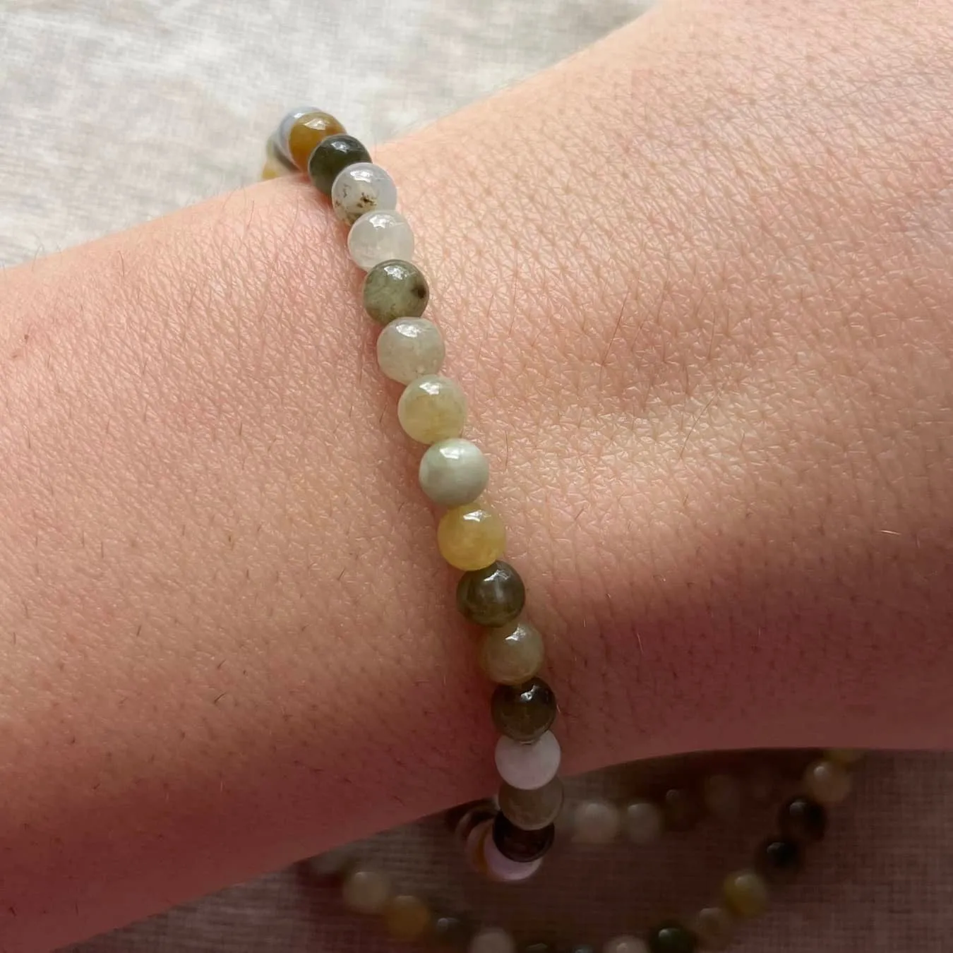 Green Jade 4mm Beaded Bracelet - Luck