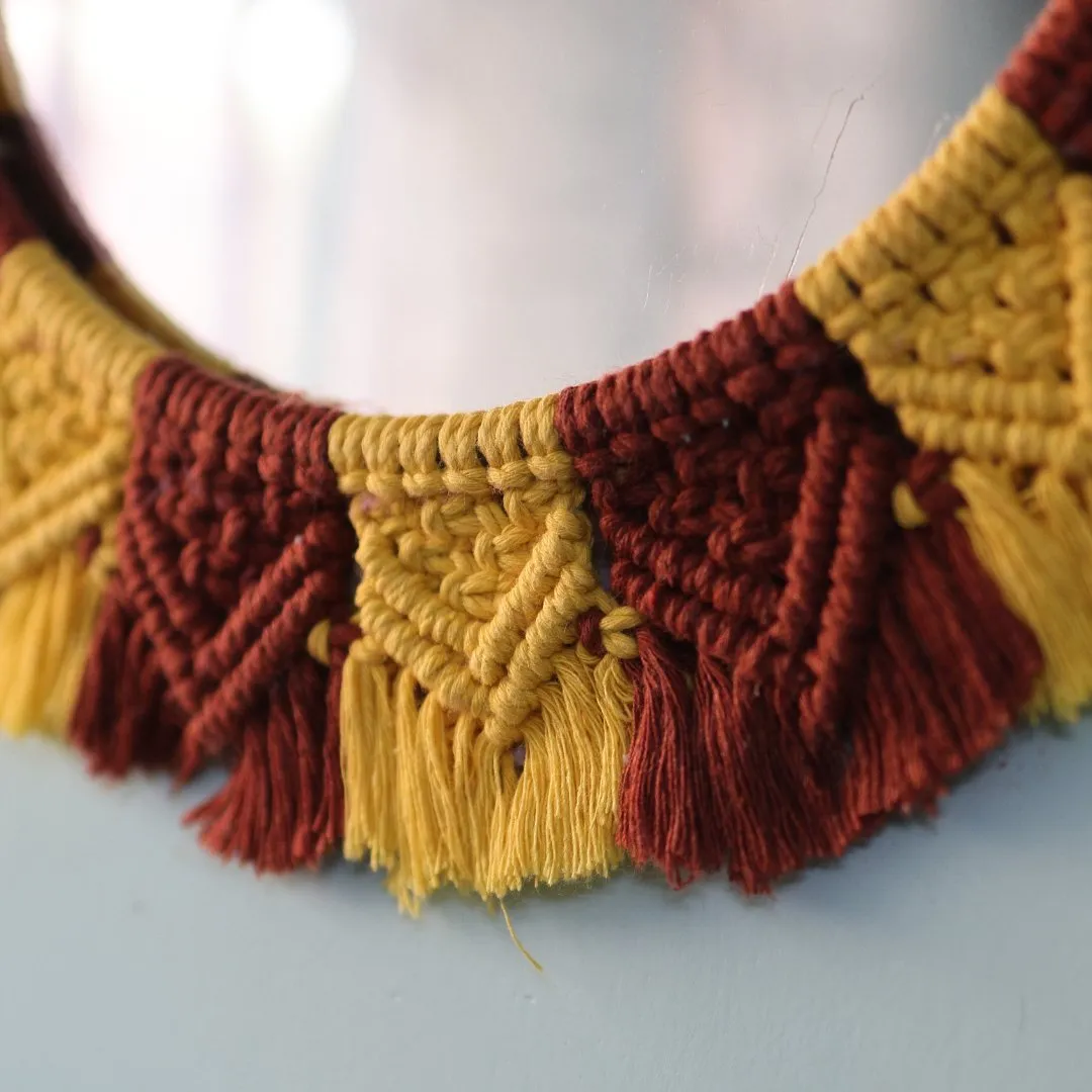 Handmade Macrame Yellow-Brown Mirror