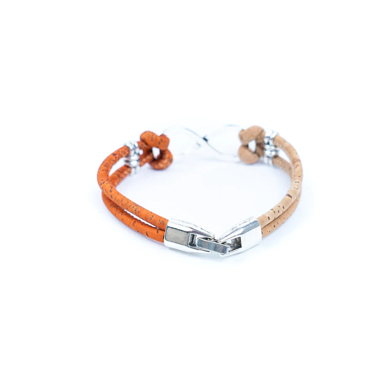 Handmade women's bracelet with colored cork wire and alloy hardware Infinity Symbol DBR-044-MIX-5