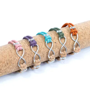 Handmade women's bracelet with colored cork wire and alloy hardware Infinity Symbol DBR-044-MIX-5