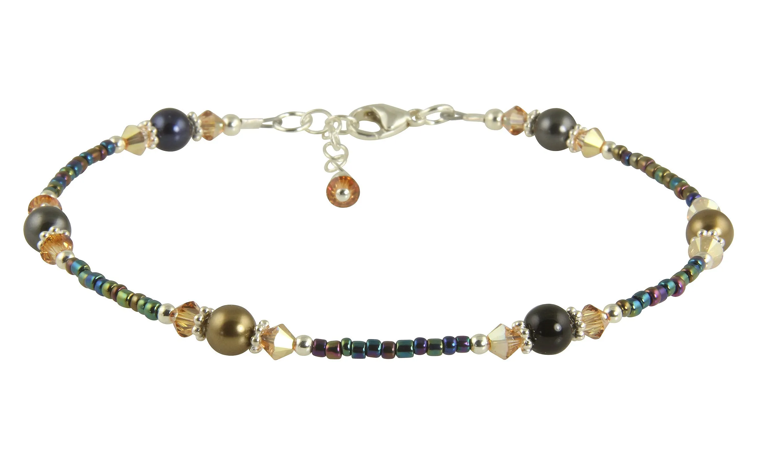 Jewel Topaz Pearl Beaded Anklet