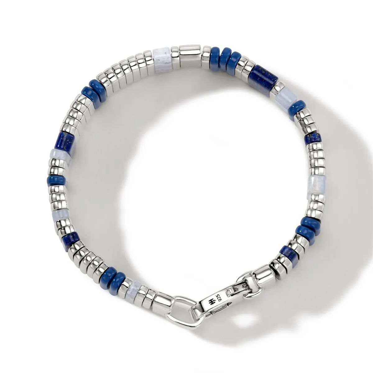 John Hardy Mens Colorblock Silver Bracelet with Lapis, Agate, and Enamel