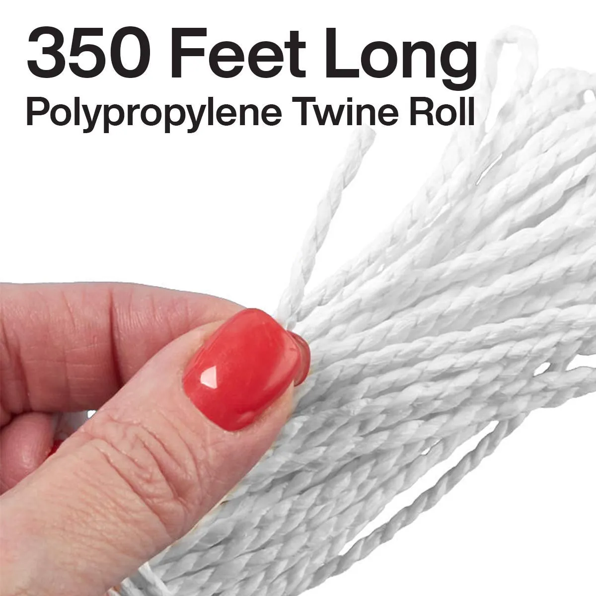 Katzco White - 350 Feet Long Polypropylene Twine Roll, 3mm Thick - for Industrial