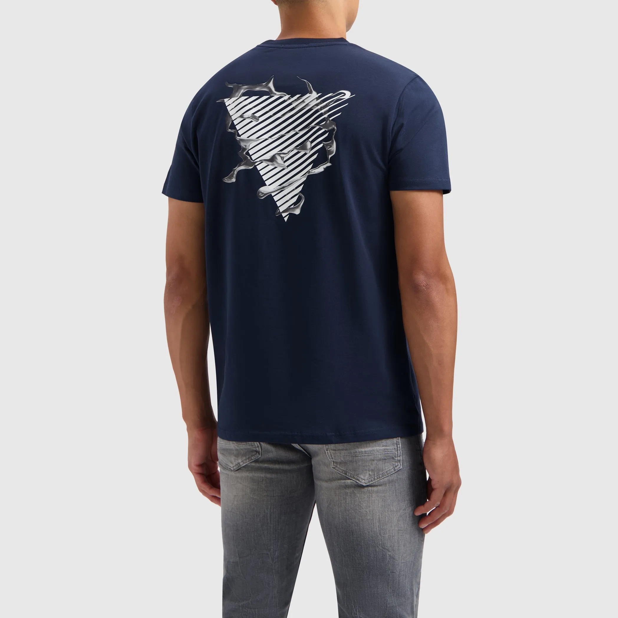 Liquid Metal Logo T-shirt | Navy