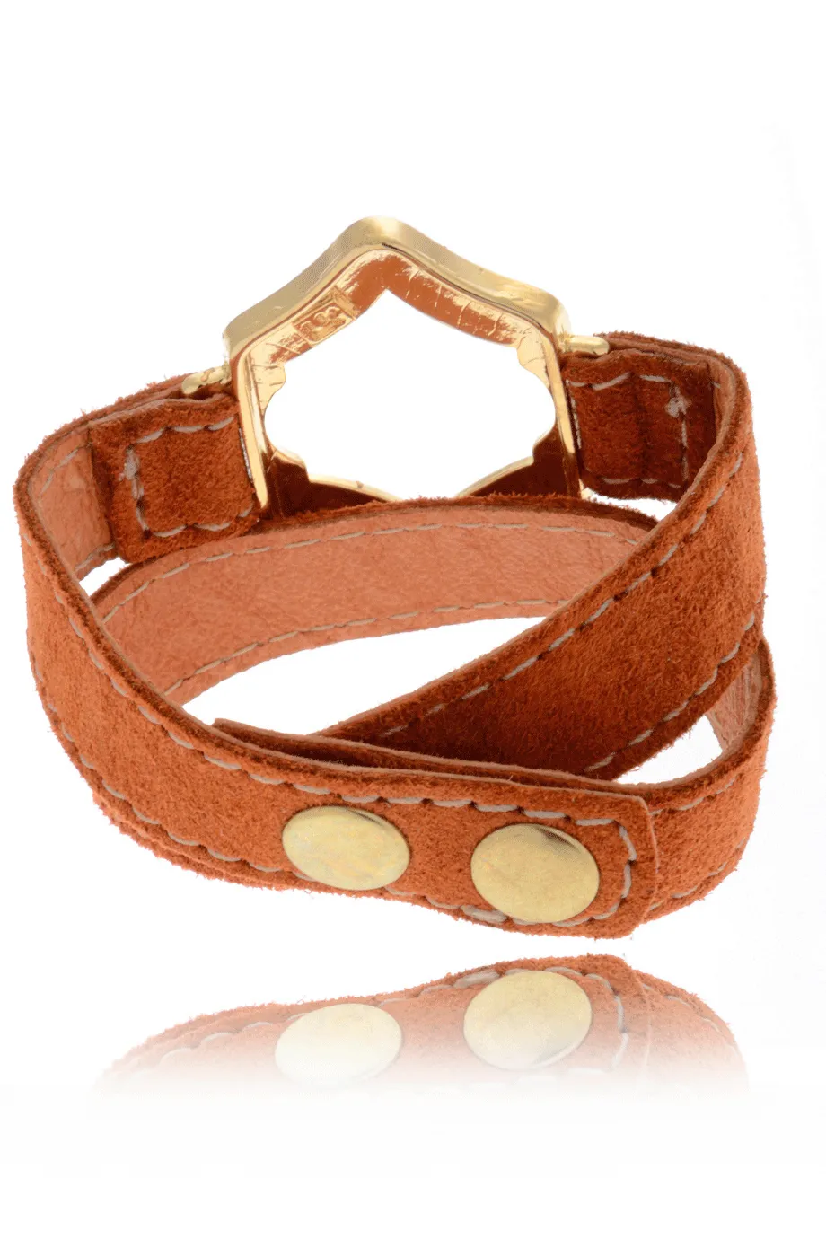 LK DESIGNS Gold Brown Leather Bracelet