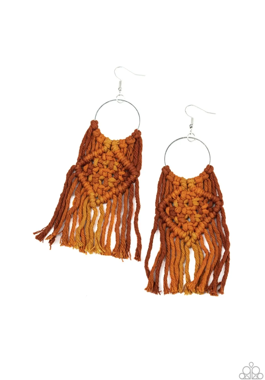 Macrame Rainbow Brown Earrings  - Paparazzi Accessories