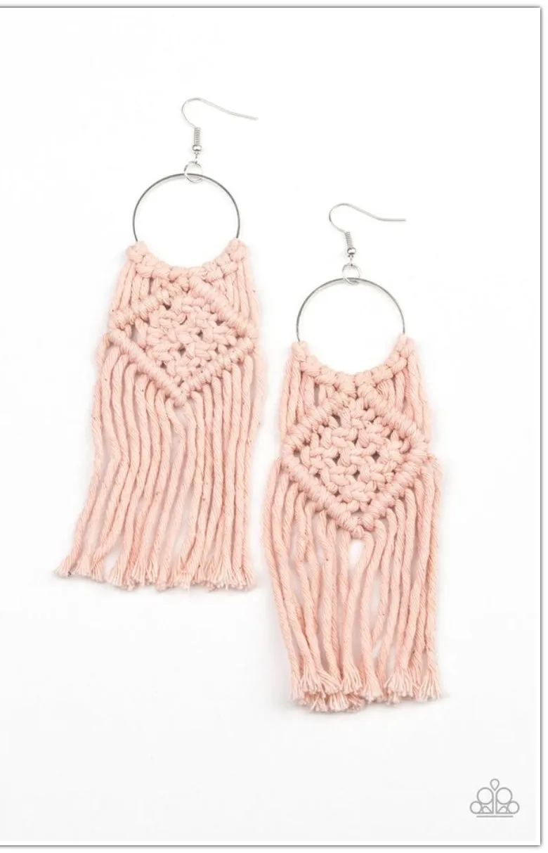 Macrame Rainbow Pink Earring - Paparazzi  Accessories