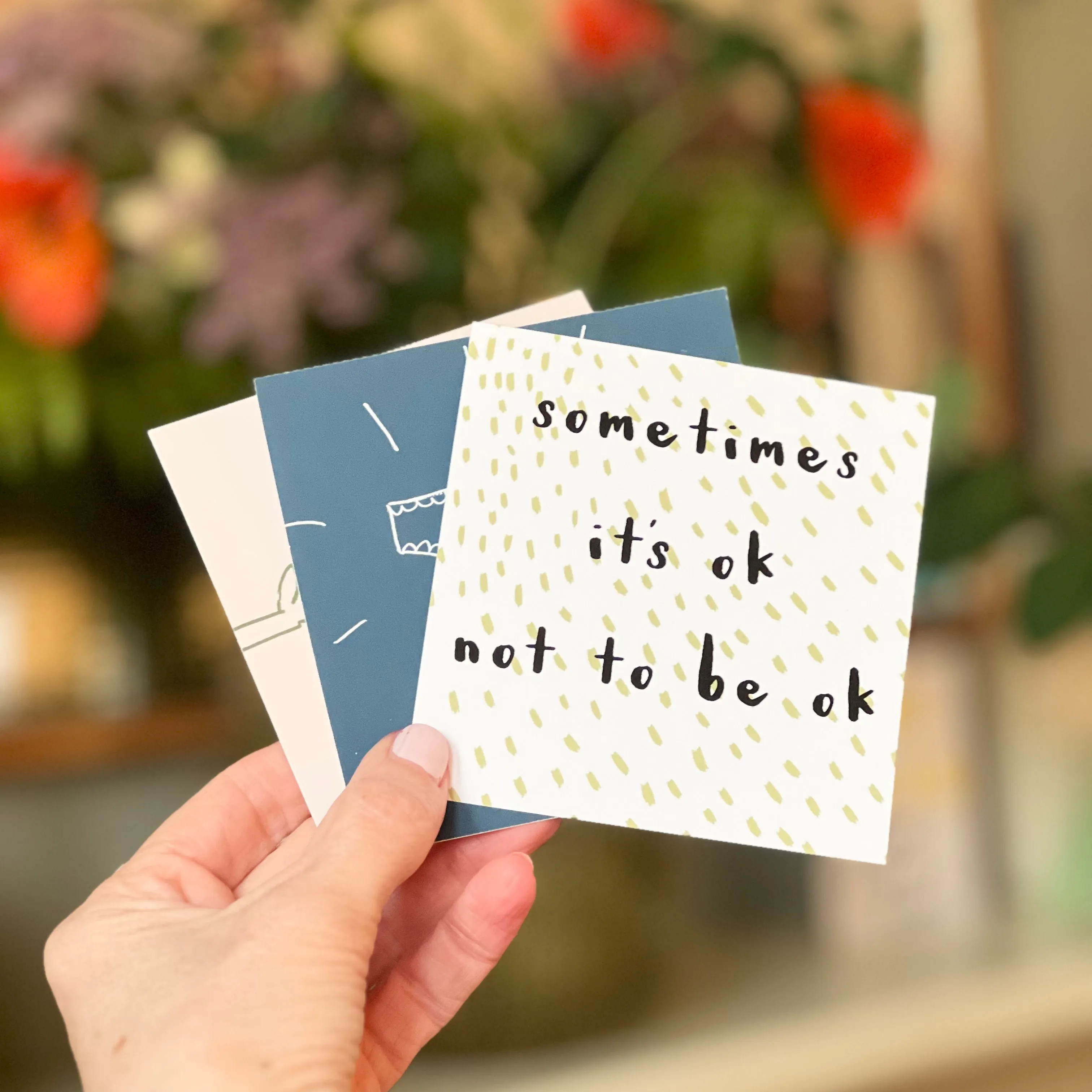 Mini 'Its Ok' Prints With Oak Stand