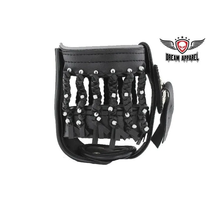 Motorcycle Cup Holder With Concho, Beads & Braid