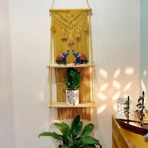 Mustard Yellow Macrame Wall Organiser