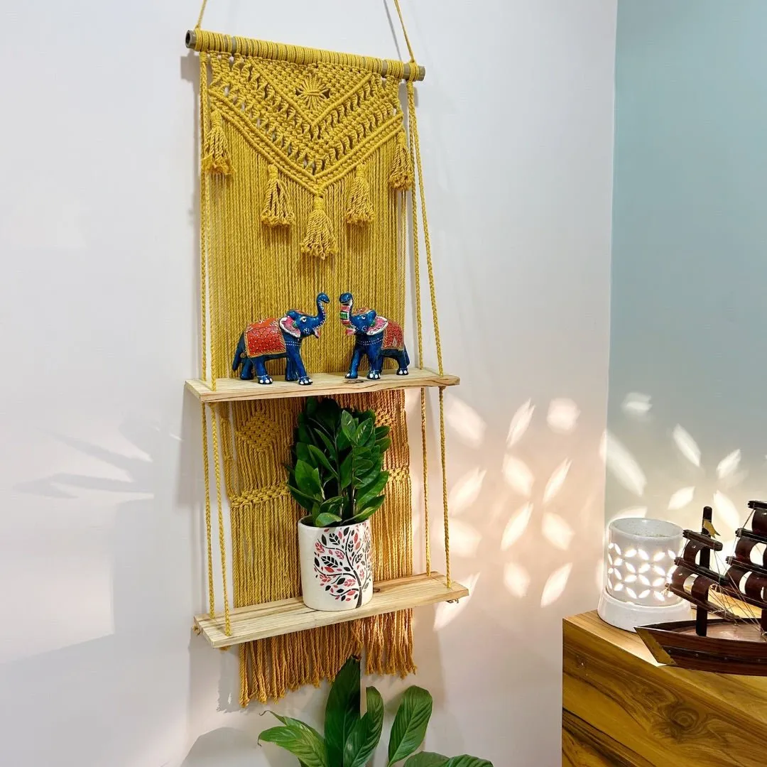 Mustard Yellow Macrame Wall Organiser