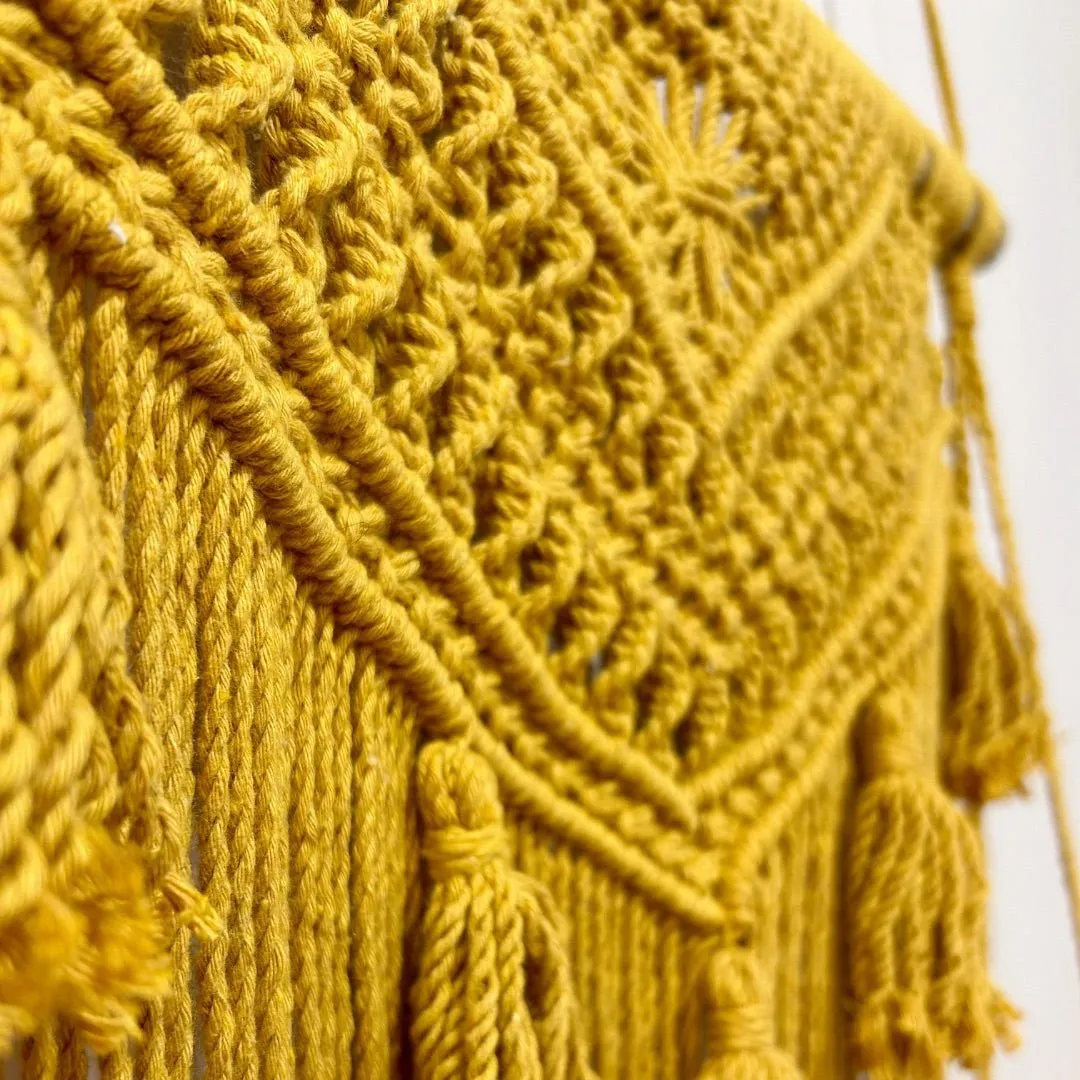 Mustard Yellow Macrame Wall Organiser