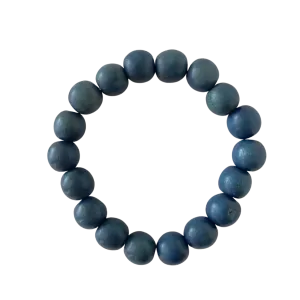 Navy Blue Grey Wood 10mm Bracelet