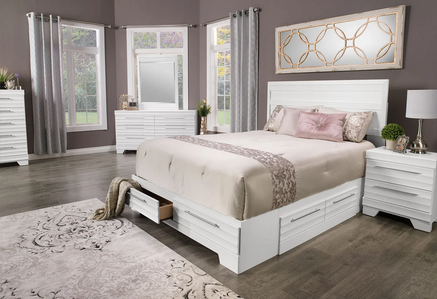 Odense 6-Piece Queen Storage Bedroom Set - White