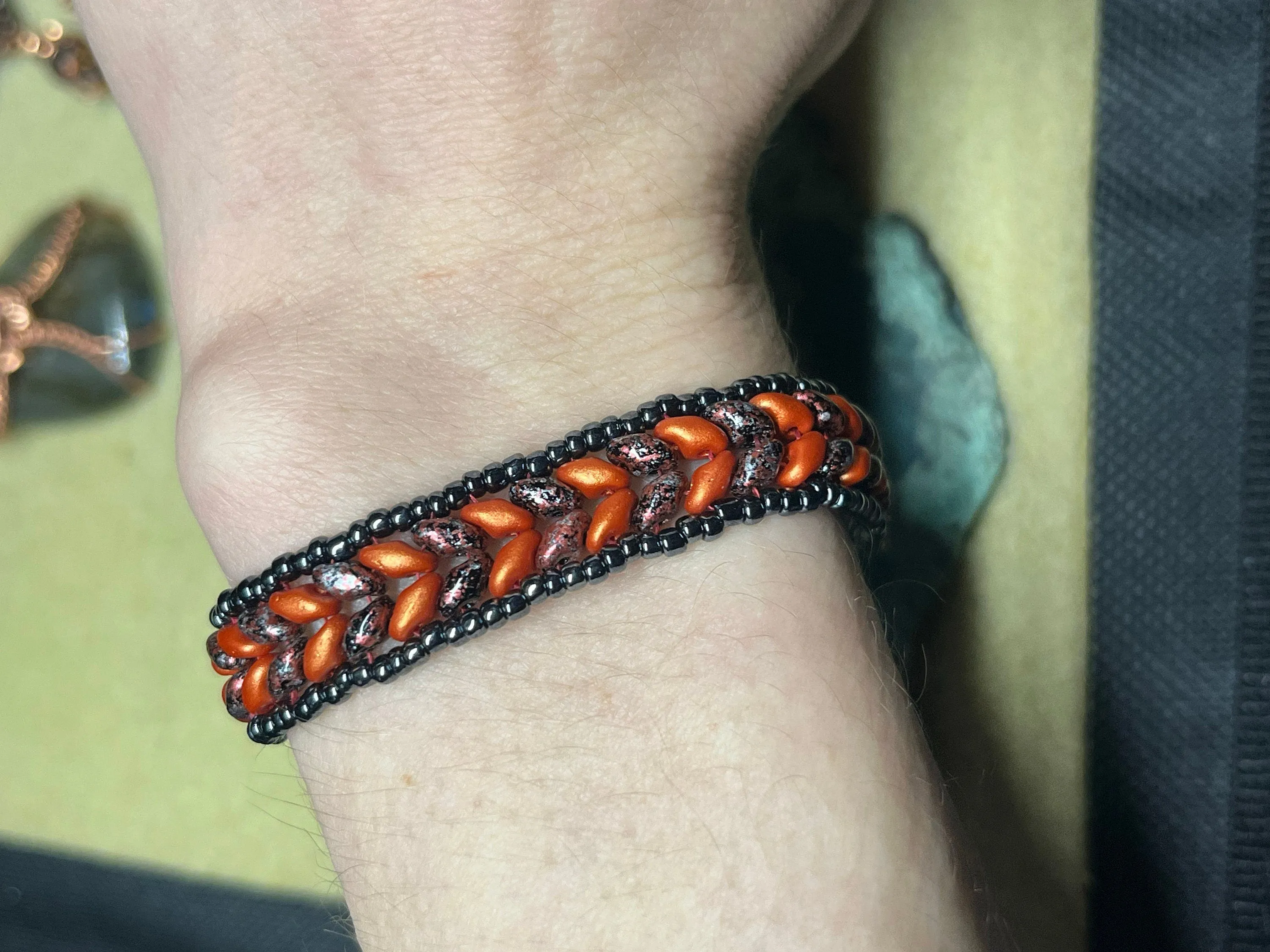 Picasso Red and Orange Super Duo Bracelet