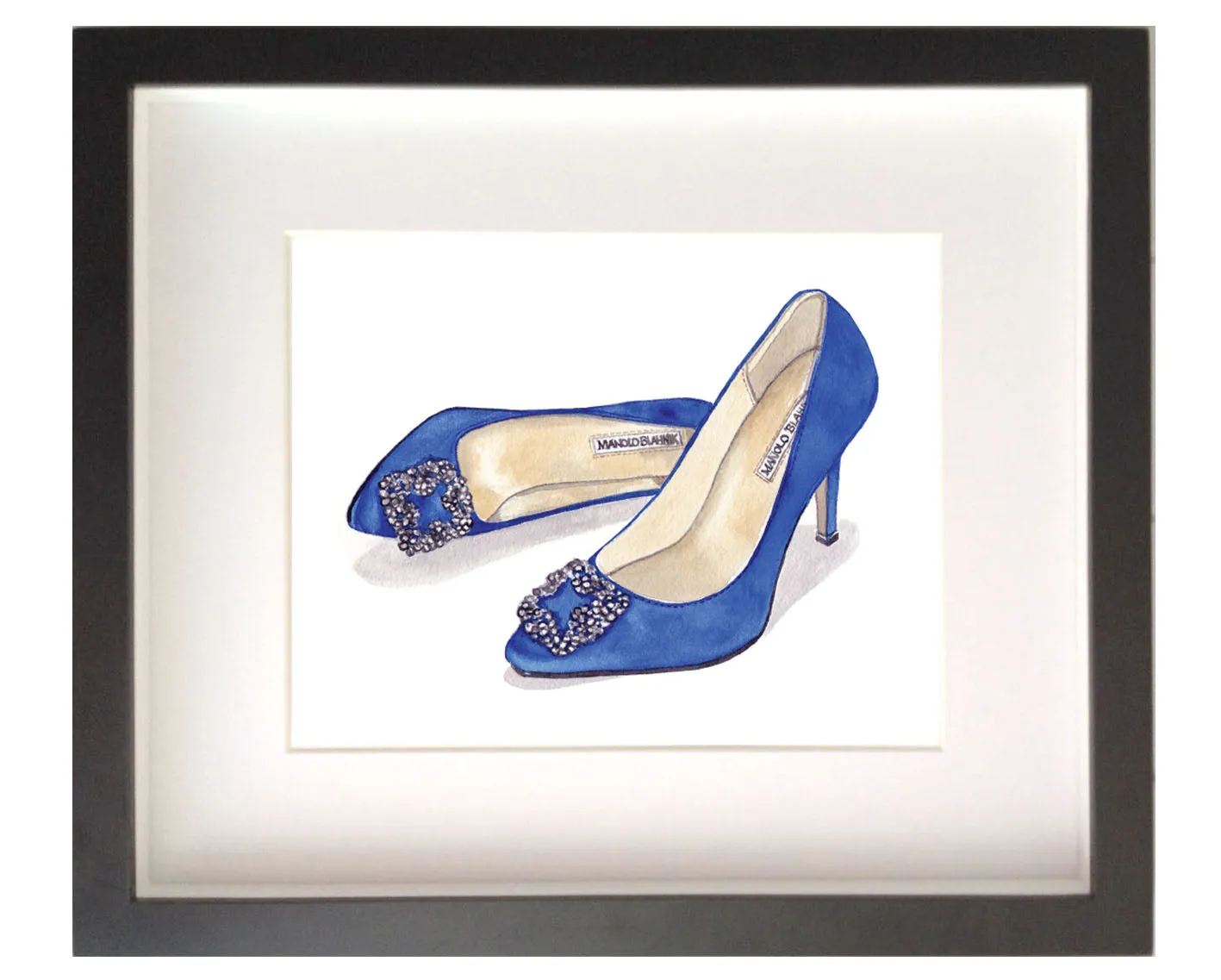 Print of Manolo Blahnik 'Something Blue' Satin Pump.