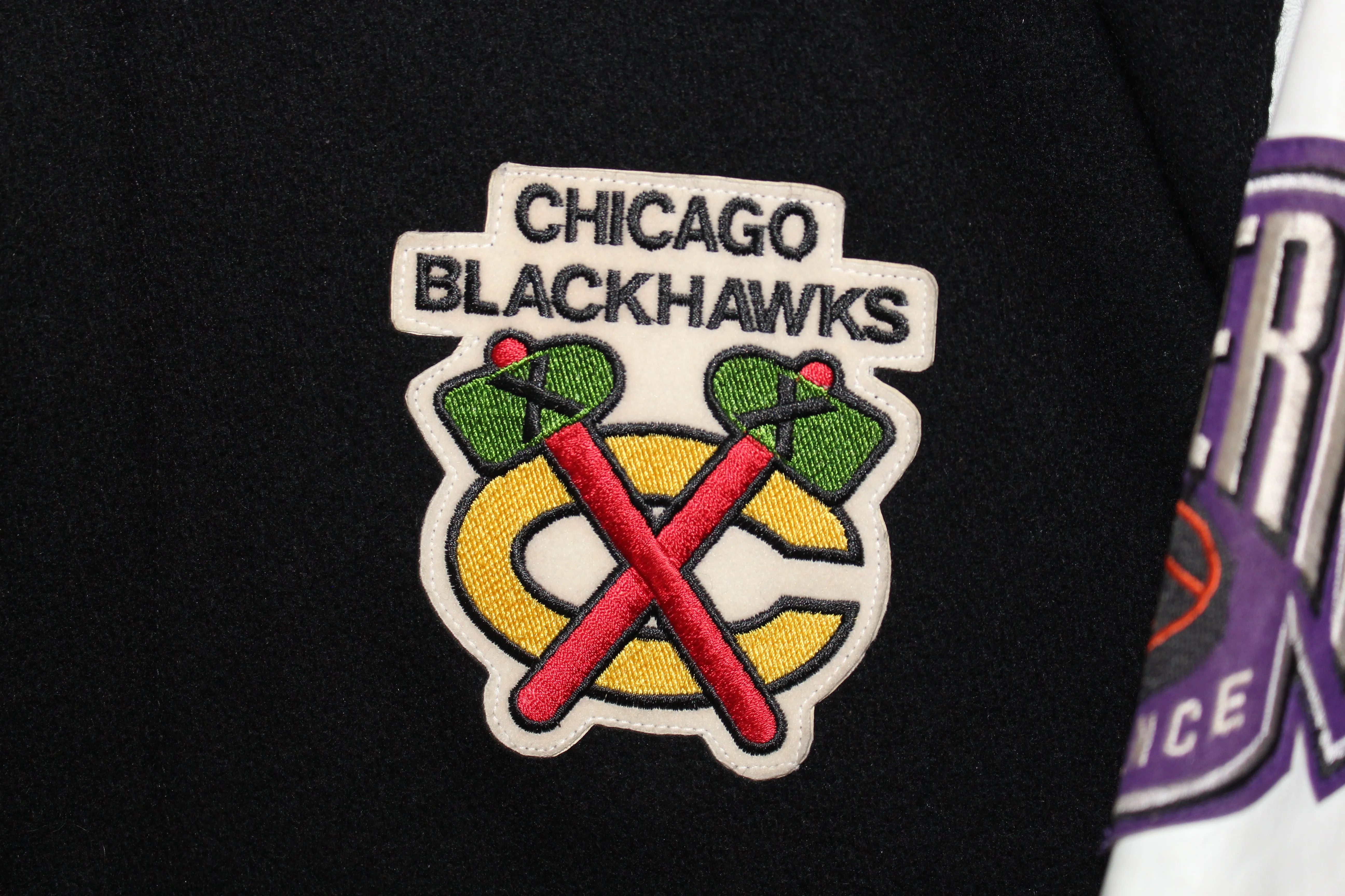 Rare Chicago Blackhawks Jeff Hamilton Wool Leather Jacket (M)