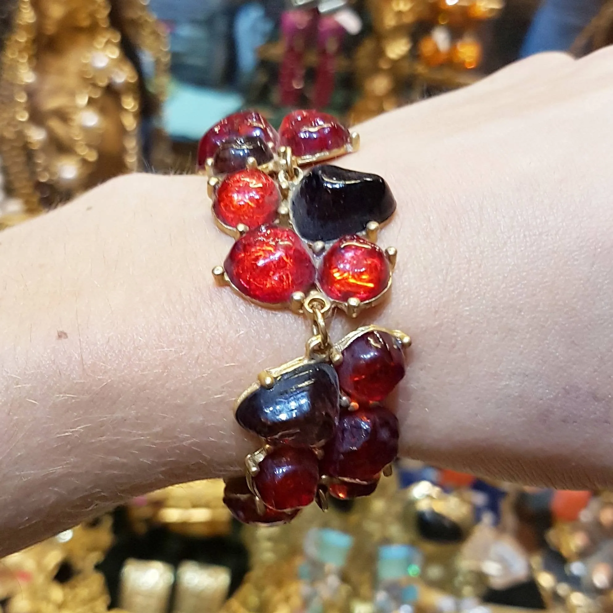 Red and Gold Vintage Bracelet Gripoix by Jackie Vallet